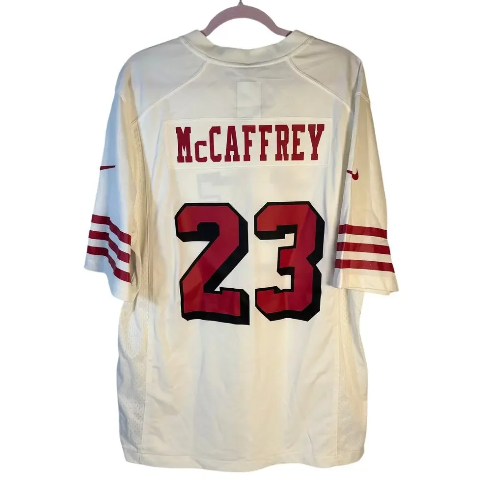 Nike Christian McCaffrey #23 San Francisco 49ers White NFL Jersey Men's L NWT